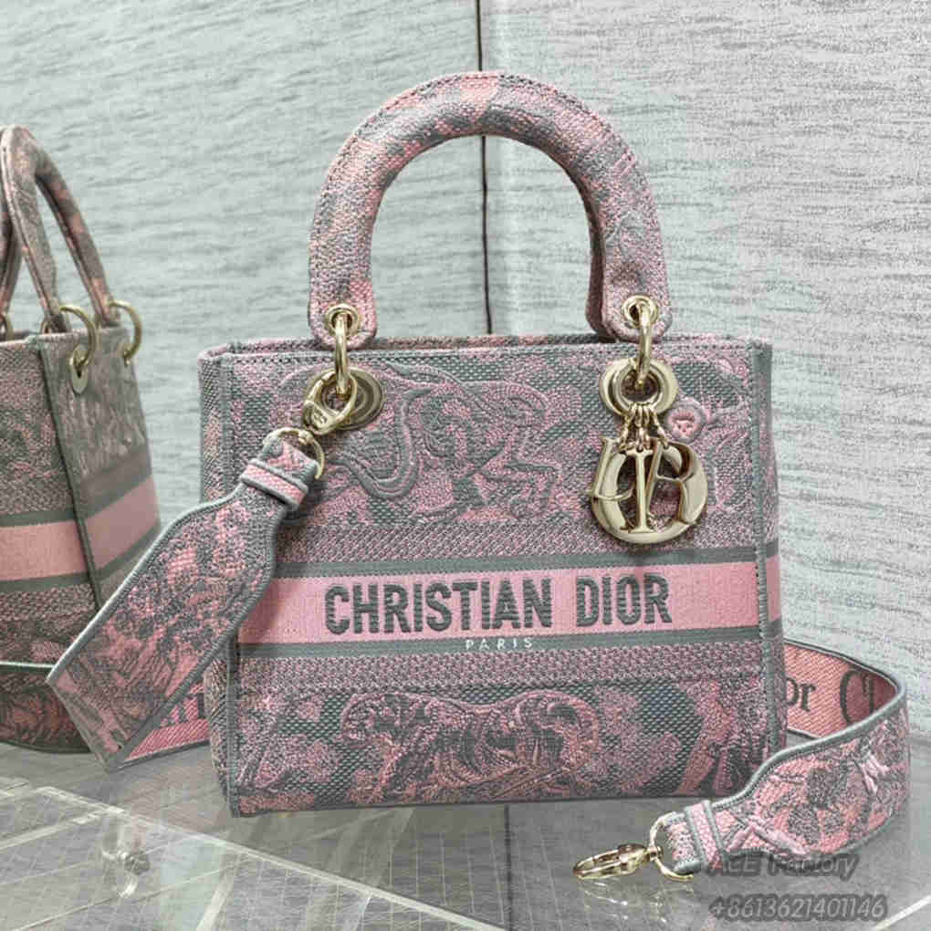 Christian Dior Dior Bag Lady Embroidery 6605 Tote Fashion Women Handbag 9A Mirror High Quality Luxury Design 24cm