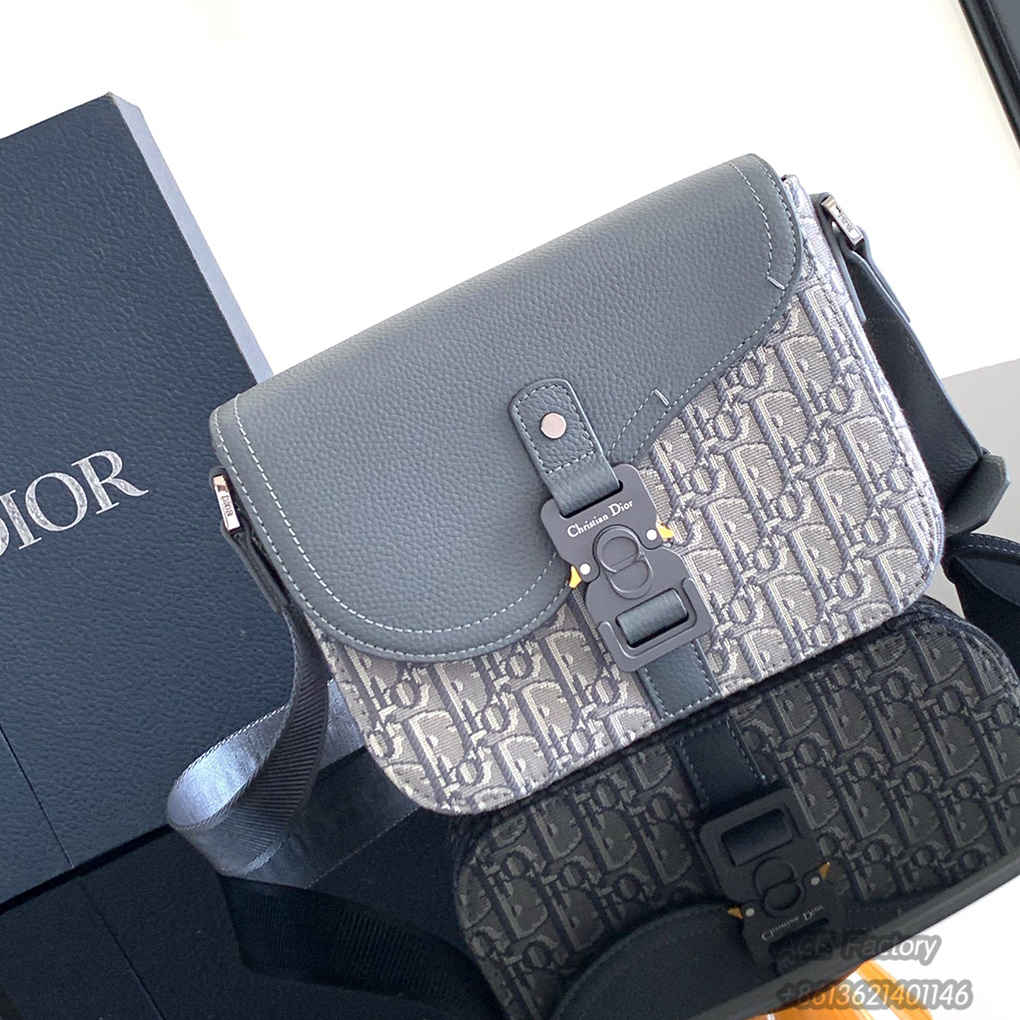 Christian Dior Saddle Messenger Bag Men Women Fashion Bag Handbag 1ADPO049 9A Mirror Quality Luxury Design Grained Cow Leather Oblique Printed Fabric 23cm