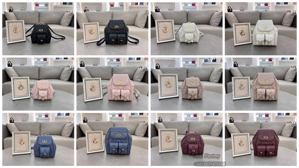 Christian Dior Caro Backpack 6302 Drawstring Bucket Bag Large Raglan Tote 9A Mirror Quality Luxury Design 18.5cm