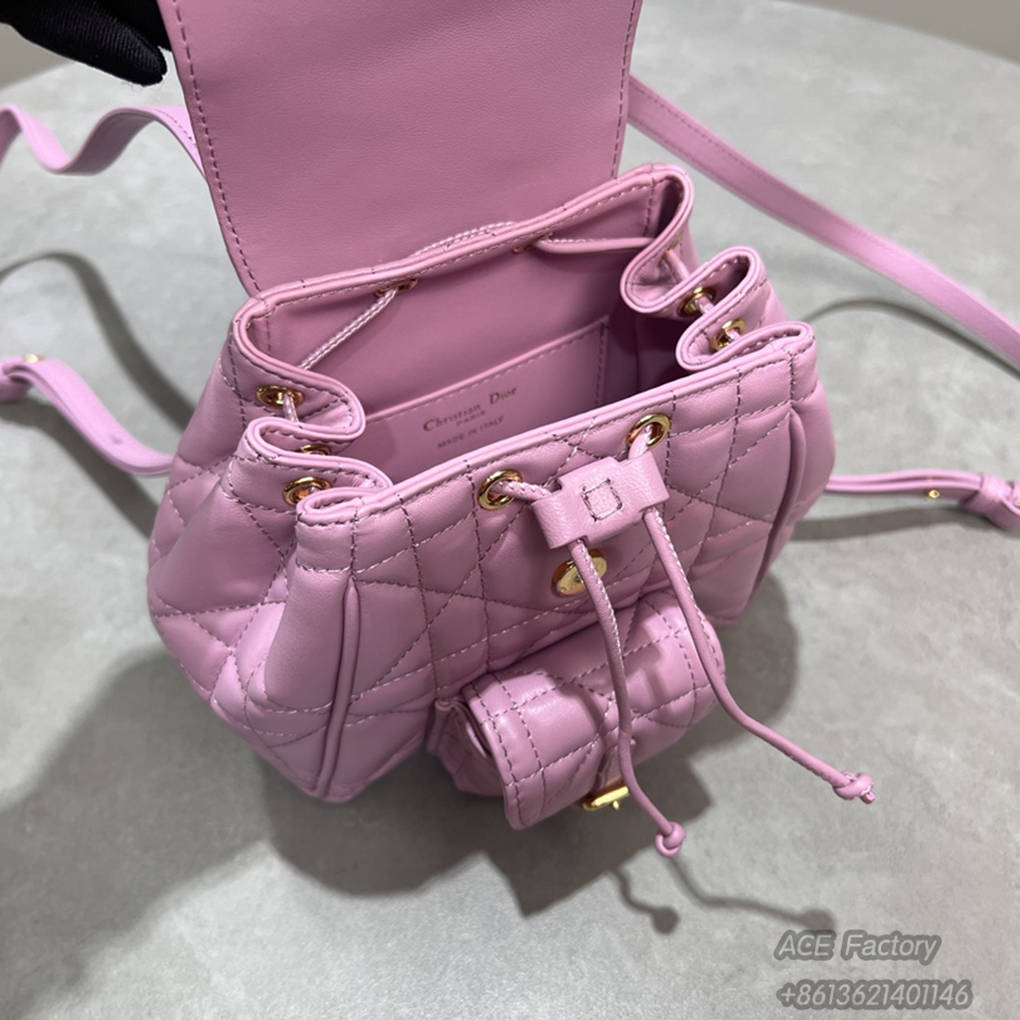 Christian Dior Caro Backpack 6302 Drawstring Bucket Bag Large Raglan Tote 9A Mirror Quality Luxury Design 18.5cm