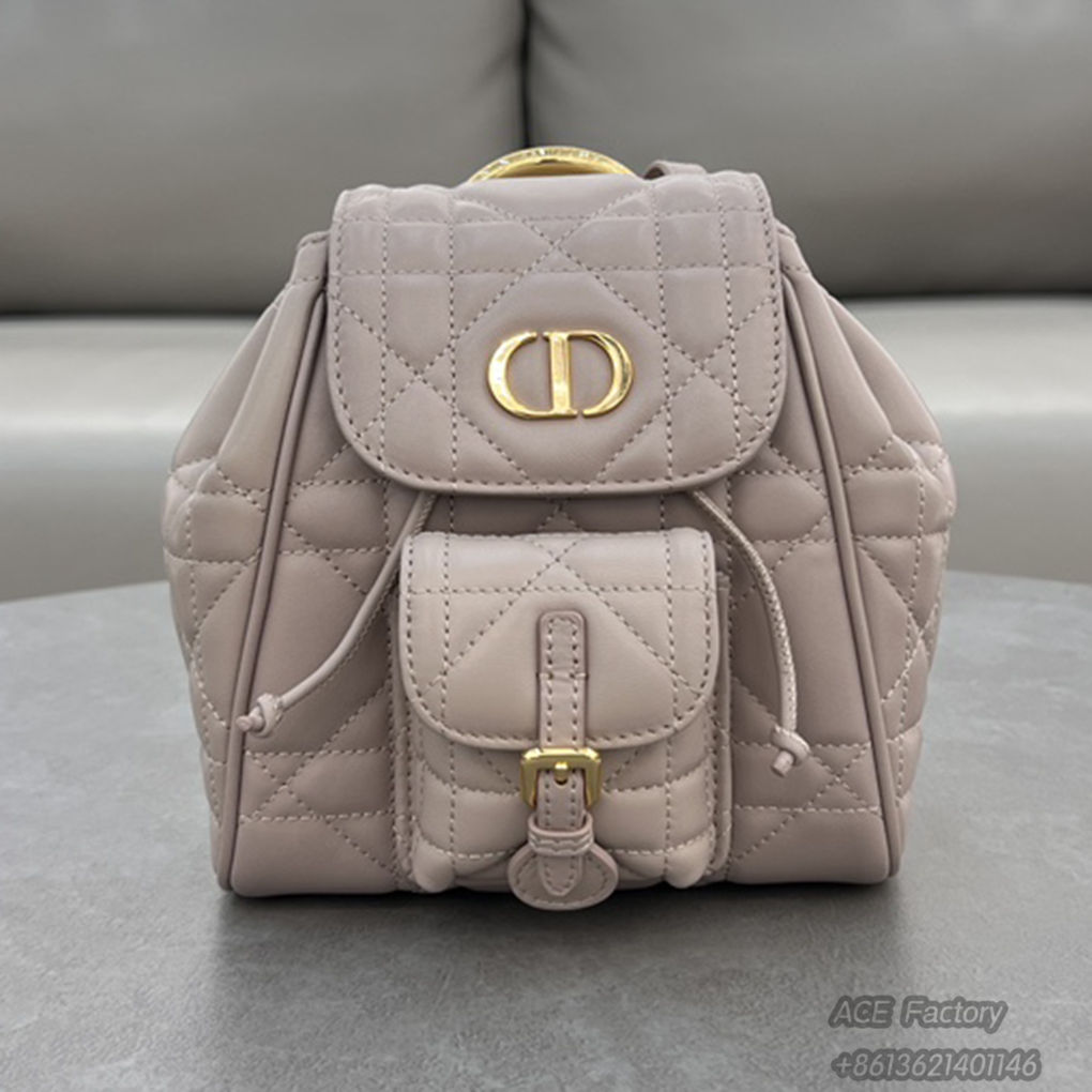 Christian Dior Caro Backpack 6302 Drawstring Bucket Bag Large Raglan Tote 9A Mirror Quality Luxury Design 18.5cm