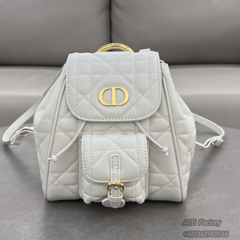 Christian Dior Caro Backpack 6302 Drawstring Bucket Bag Large Raglan Tote 9A Mirror Quality Luxury Design 18.5cm