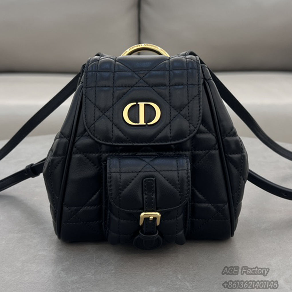 Christian Dior Caro Backpack 6302 Drawstring Bucket Bag Large Raglan Tote 9A Mirror Quality Luxury Design 18.5cm