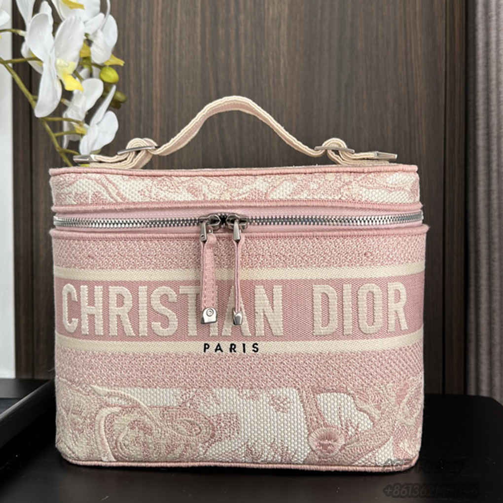 Christian Dior Oblique Retro Print Cosmetic Bag Vintage Bucket Bag Stitching Embroidery 9A Mirror Quality Luxury Design 25cm