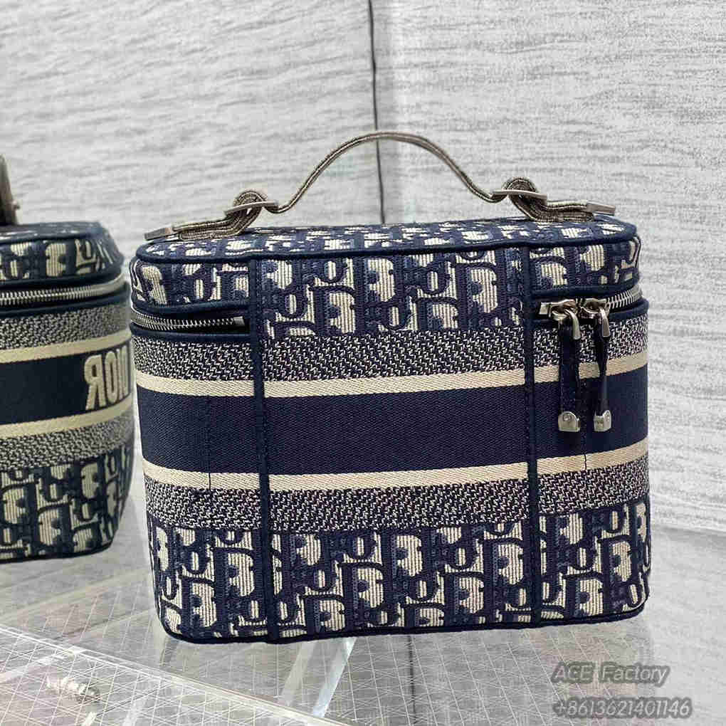 Christian Dior Oblique Retro Print Cosmetic Bag Vintage Bucket Bag Stitching Embroidery 9A Mirror Quality Luxury Design 25cm