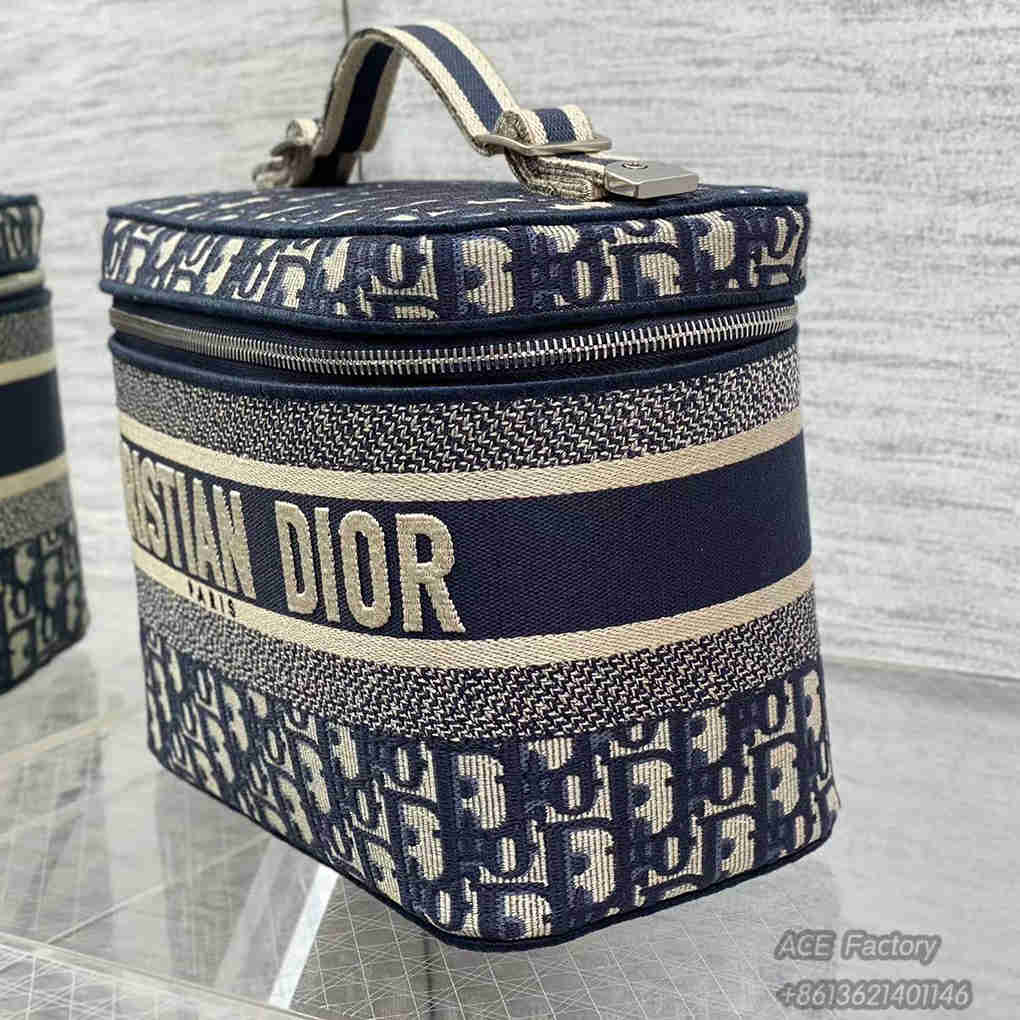 Christian Dior Oblique Retro Print Cosmetic Bag Vintage Bucket Bag Stitching Embroidery 9A Mirror Quality Luxury Design 25cm