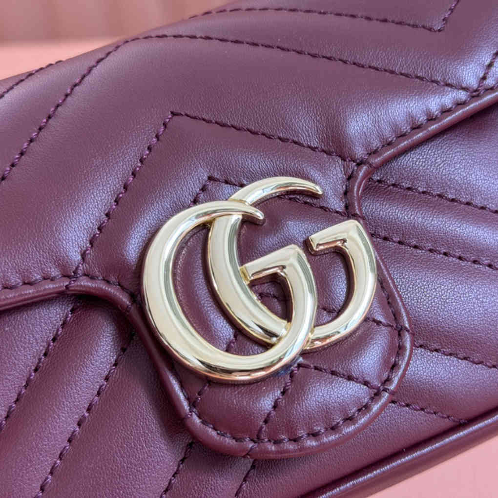 Gucci GG Marmont Mini Bag 476433 Rosso Ancora Red Quilted V-Shaped Leather Luxury Designer 9A Mirror Quality 16.5cm