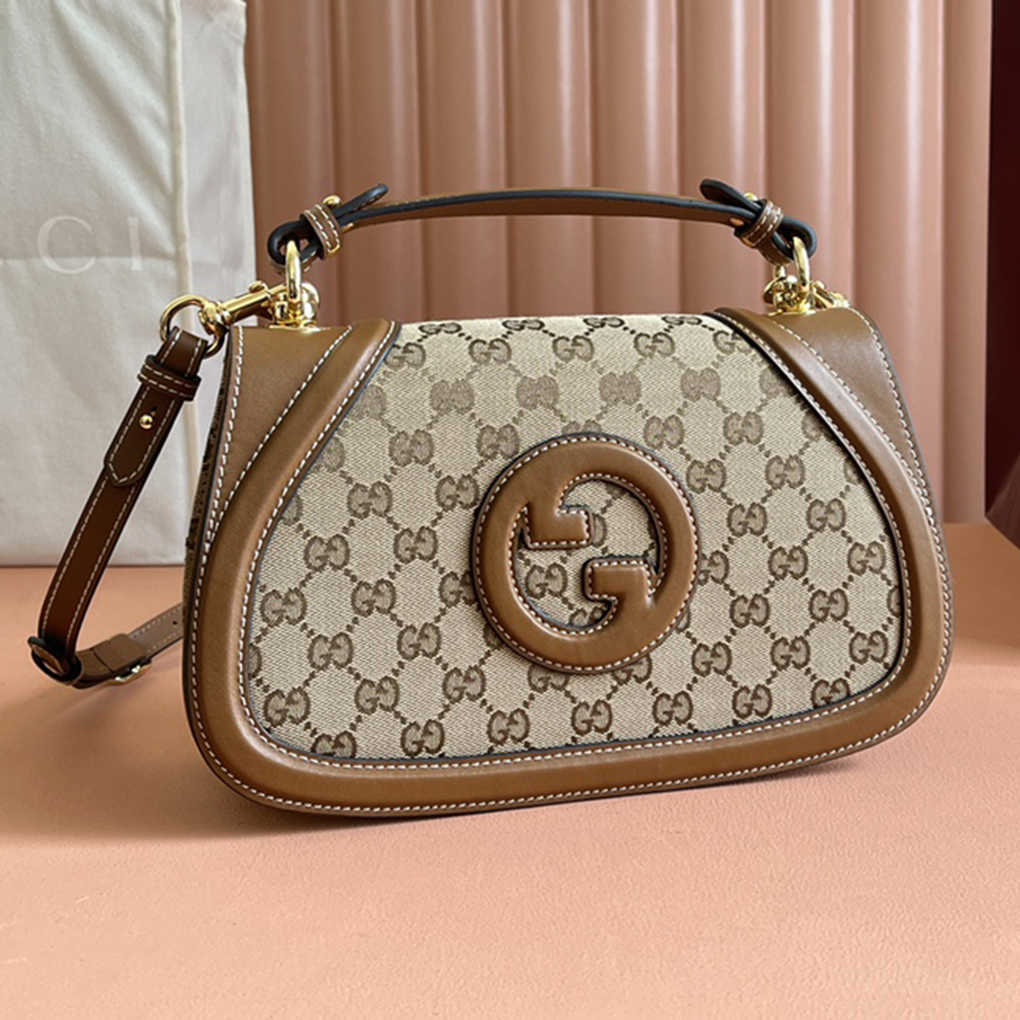 Gucci Blondie  815714 Collection New Handbag Smooth Leather and Canvas GG Designer Luxury 9A Mirror Quality 27cm