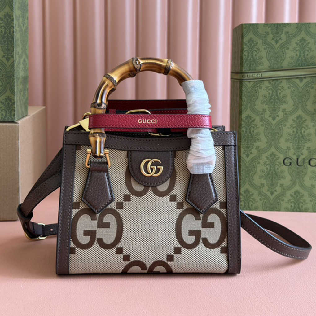  Gucci Diana Mini Tote Bag Aria  Fashion Aria Fashion Classic Designer Luxury Bamboo Handles And Double G Accessories 9A Mirror Quality 20cm  702732 655661