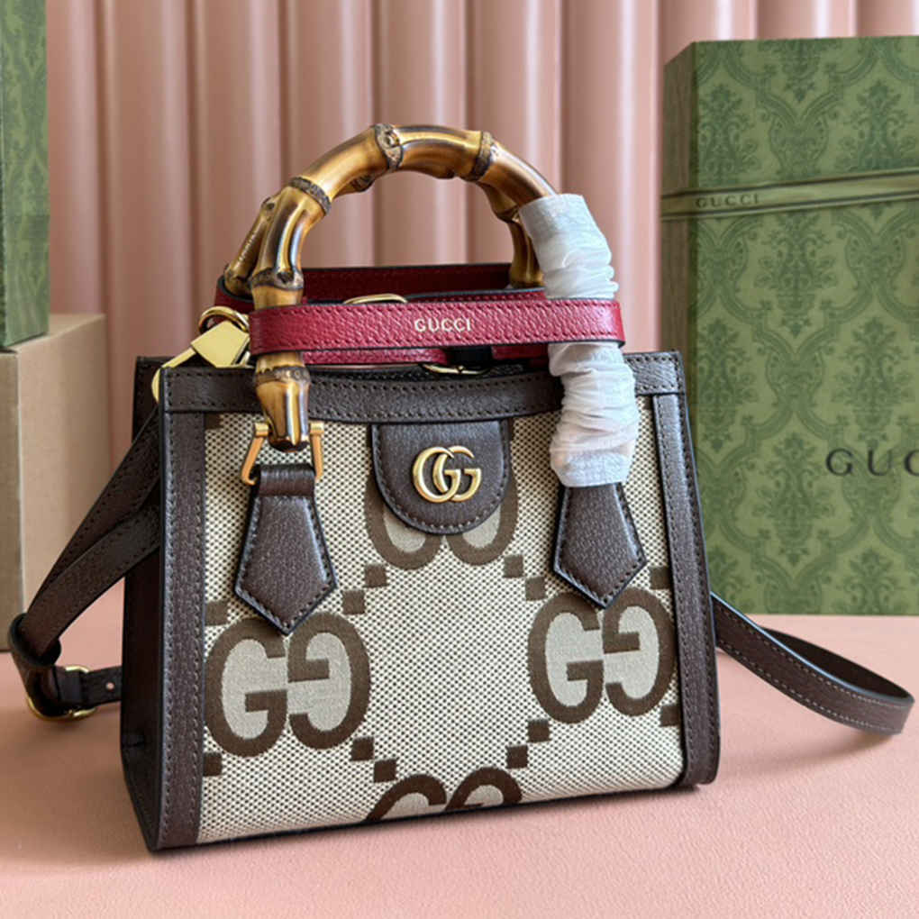  Gucci Diana Mini Tote Bag Aria  Fashion Aria Fashion Classic Designer Luxury Bamboo Handles And Double G Accessories 9A Mirror Quality 20cm  702732 655661