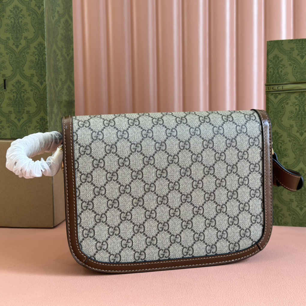 Gucci Horsebit 1955 Shoulder Bag Horsebit ‎602204 Supreme Canvas Top Genuine Leather 9A Quality Designer Luxury Crossbody GG 25cm