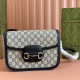 Gucci Horsebit 1955 Shoulder Bag Horsebit ‎602204 Supreme Canvas Top Genuine Leather 9A Quality Designer Luxury Crossbody GG 25cm