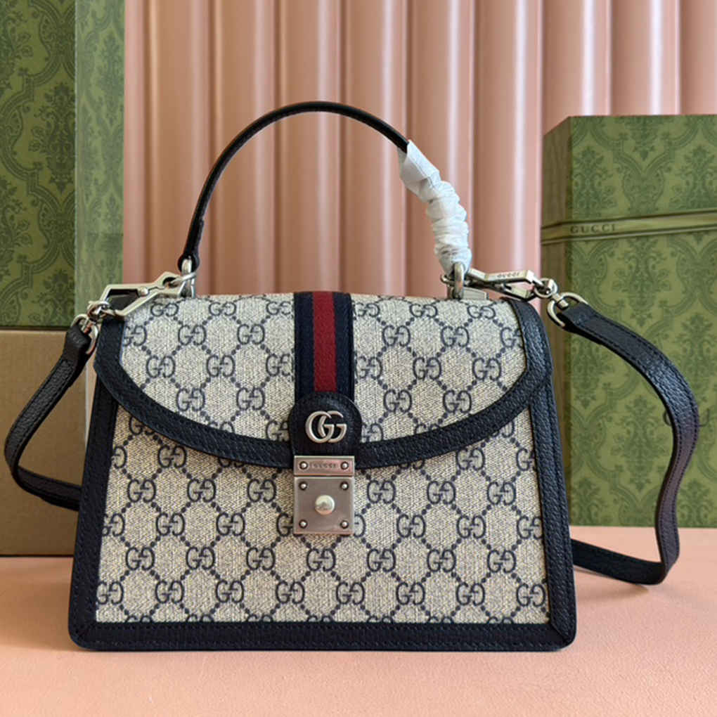 Gucci Orphidia Collection 651055 Web Handbag GG Supreme Canvas Premium Genuine Leather Luxury Designer Shoulder Bag 9A 25cm