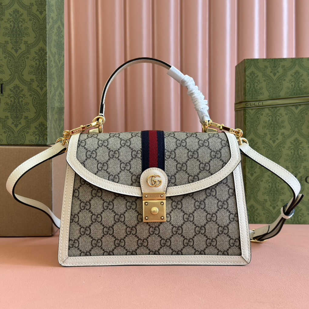 Gucci Orphidia Collection 651055 Web Handbag GG Supreme Canvas Premium Genuine Leather Luxury Designer Shoulder Bag 9A 25cm