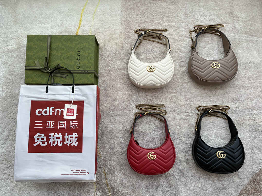 Gucci Marmont GG Mini Bag Crescent Shape 699514 Leather Underarm Shoulder Bag 9A Mirror Quality 21cm