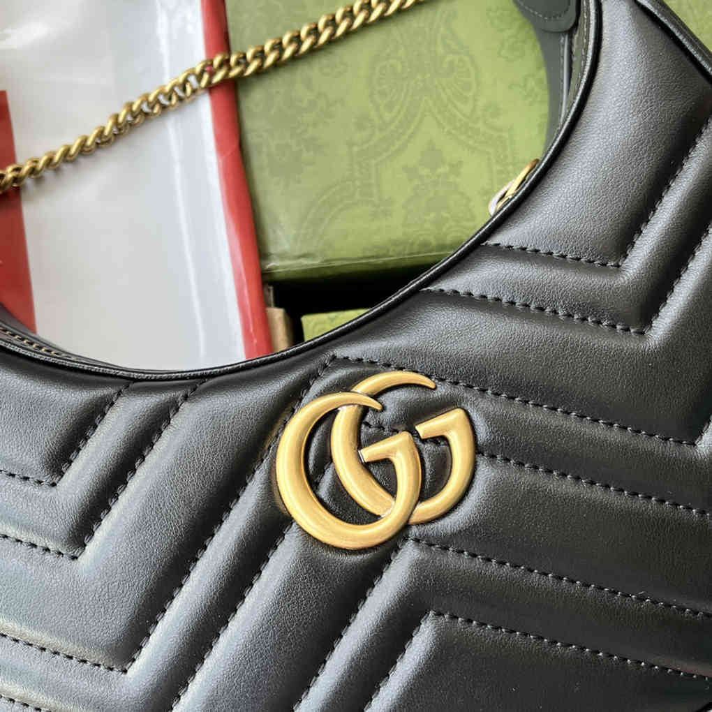 Gucci Marmont GG Mini Bag Crescent Shape 699514 Leather Underarm Shoulder Bag 9A Mirror Quality 21cm