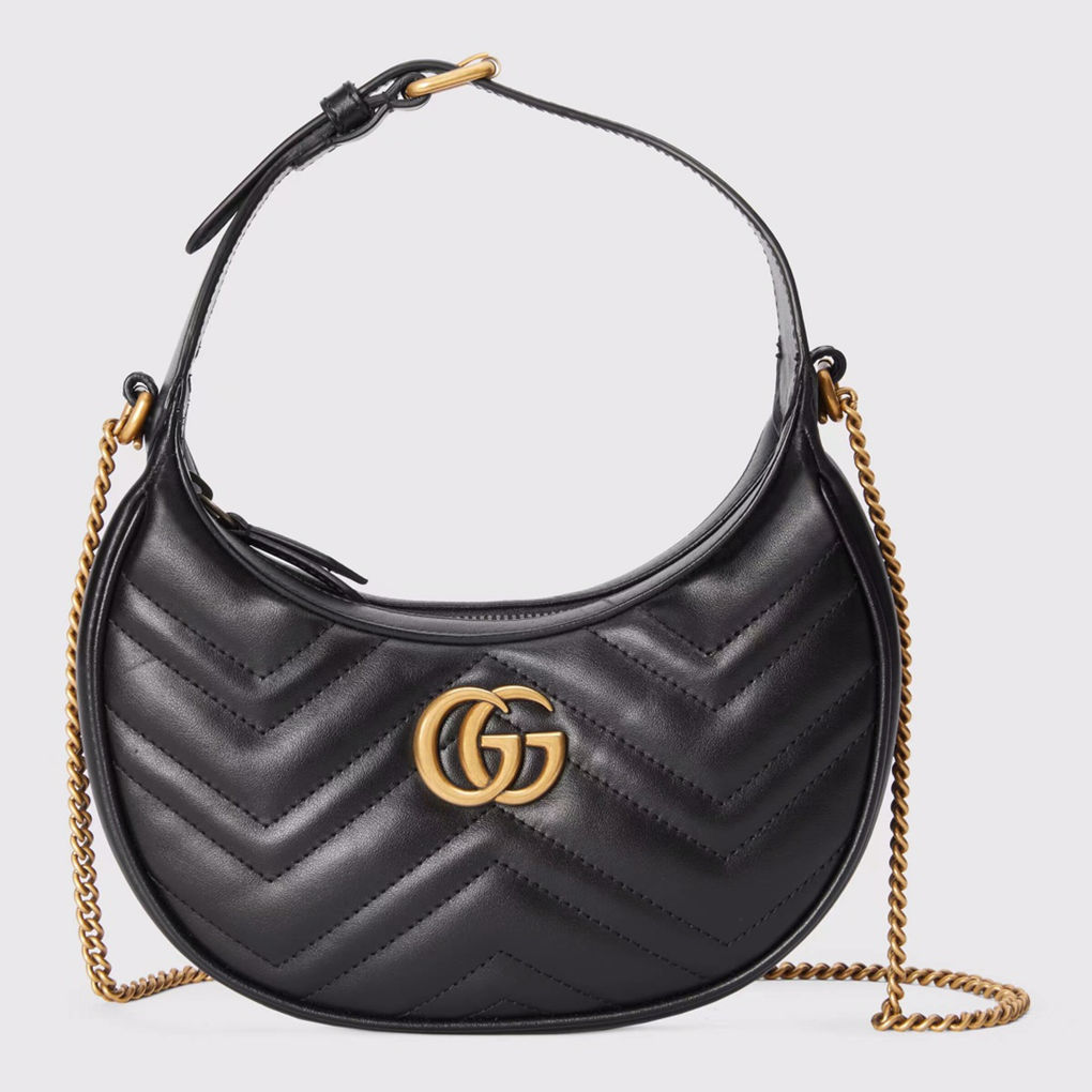 Gucci Marmont GG Mini Bag Crescent Shape 699514 Leather Underarm Shoulder Bag 9A Mirror Quality 21cm