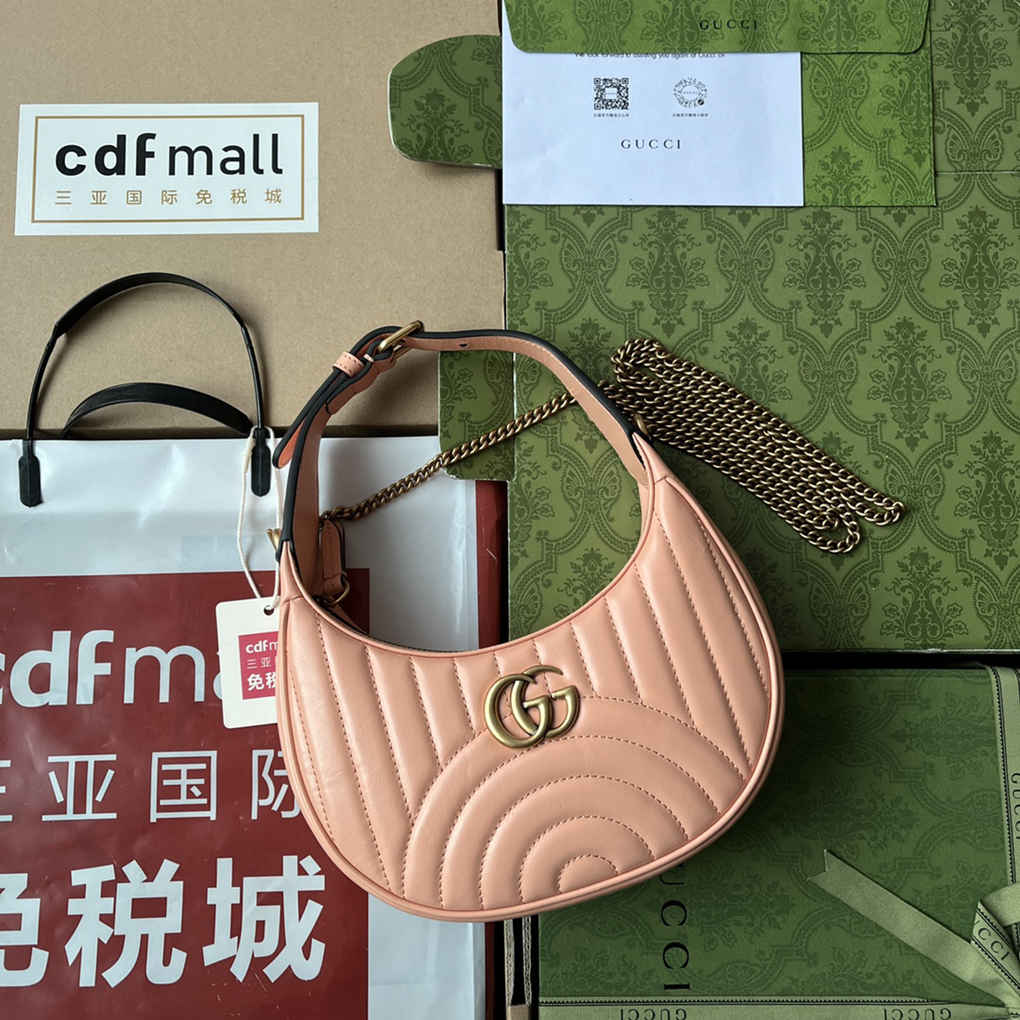 Gucci Marmont GG Mini Bag Crescent Shape 699514 Leather Underarm Shoulder Bag 9A Mirror Quality 21cm