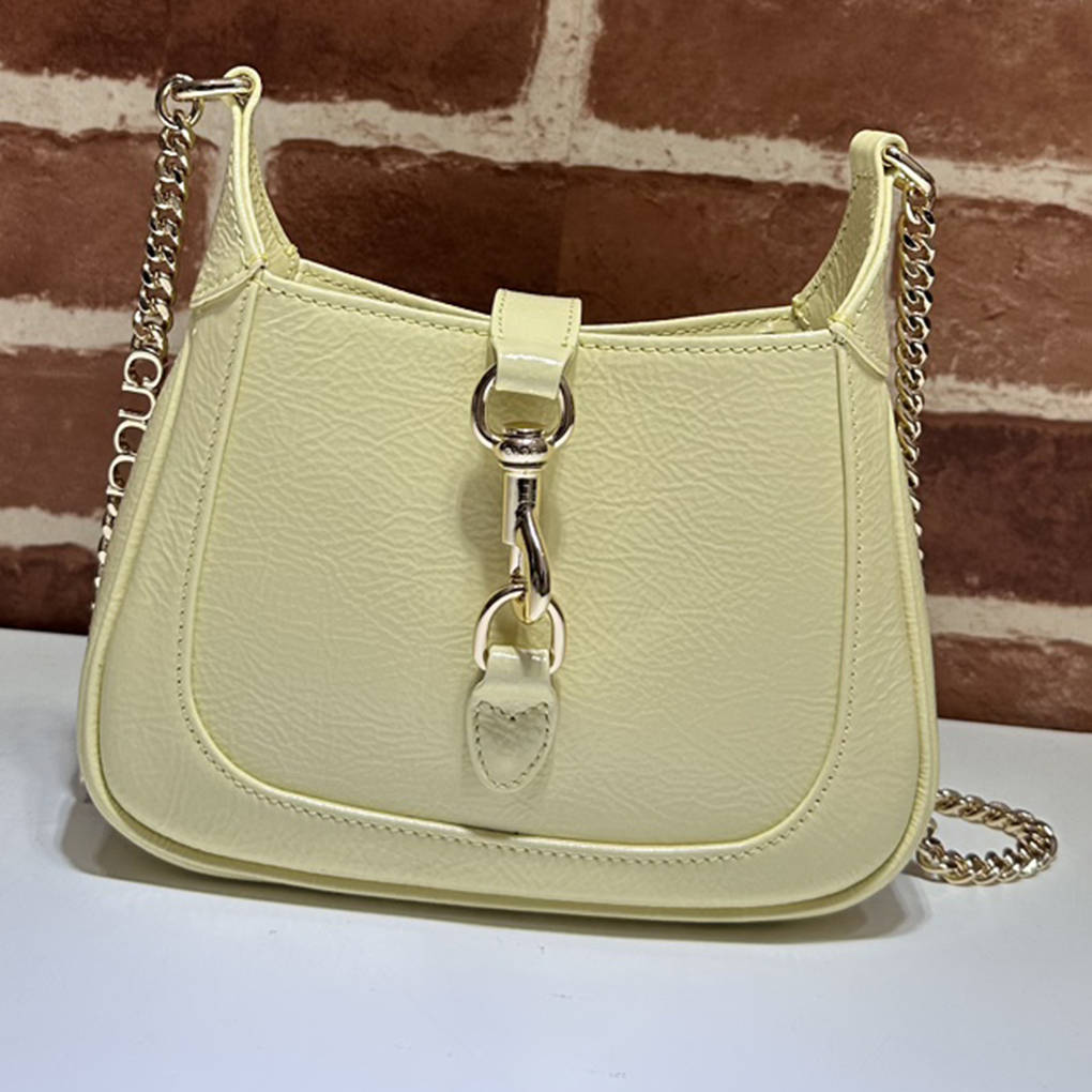 Gucci Jackie Notte Mini Bag Patent Leather Hook Closure 782889 Logo Chain Shoulder Strap Sabato De Sarno Designer Luxury 9A Quality 19.5cm