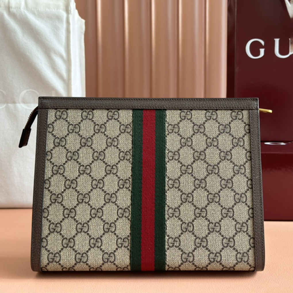 Gucci Ophidia Clutch 625549 GG Supreme Canvas Leather Unisex 9A Mirror Quality Luxury Design Zipper Clutch 27cm