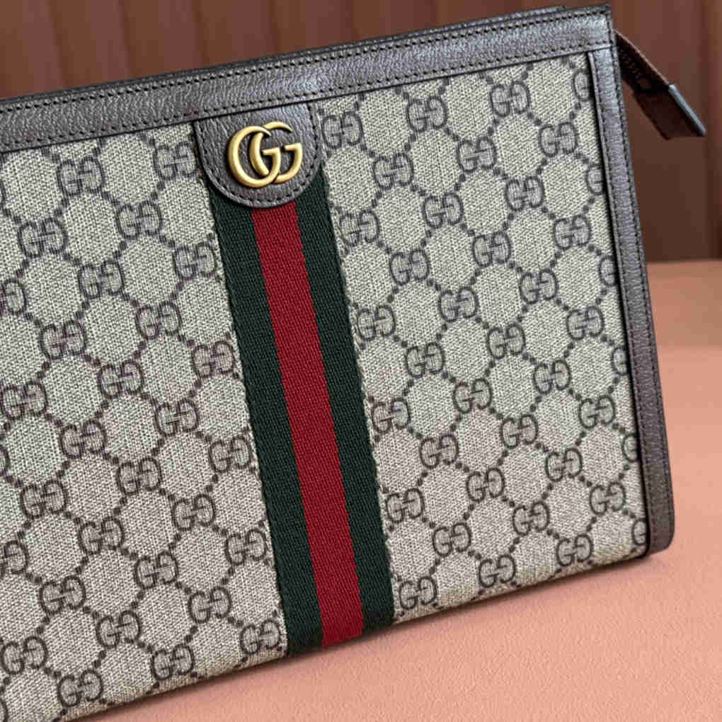 Gucci Ophidia Clutch 625549 GG Supreme Canvas Leather Unisex 9A Mirror Quality Luxury Design Zipper Clutch 27cm