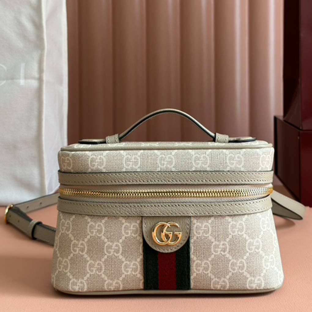 Gucci Ophidia Series Super Mini Shoulder Bag GG Supreme Canvas Leather Trim Designer Luxury Handbag 9A Mirror Quality 20cm