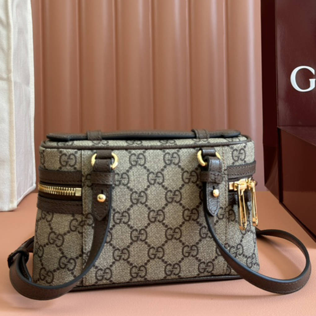 Gucci Ophidia Series Super Mini Shoulder Bag GG Supreme Canvas Leather Trim Designer Luxury Handbag 9A Mirror Quality 20cm