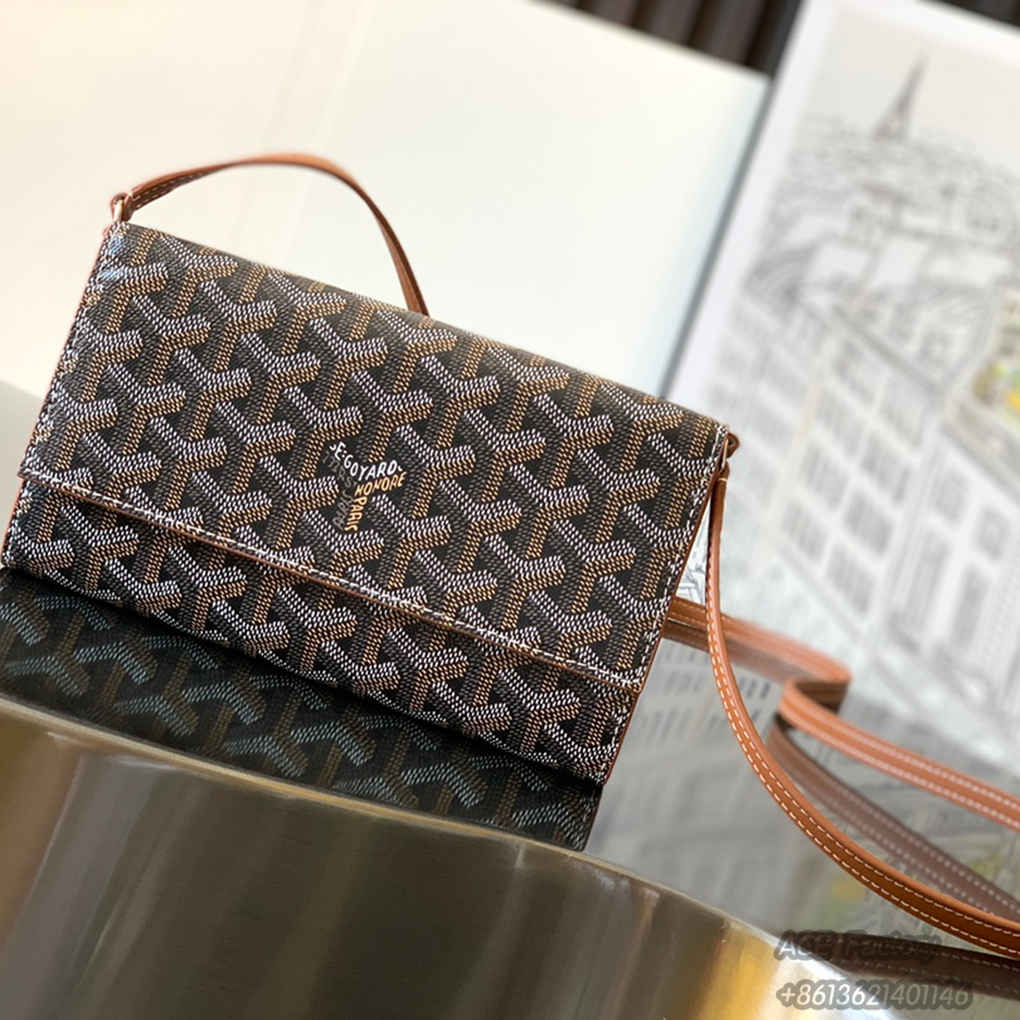 Goyard Varenne Wallet Shoulder Bag Vintage Elegant Sophisticated Goyardine Canvas Vauzelles Calfskin Purse Crossbody Bag Luxury Designer Mirror Quality 19cm