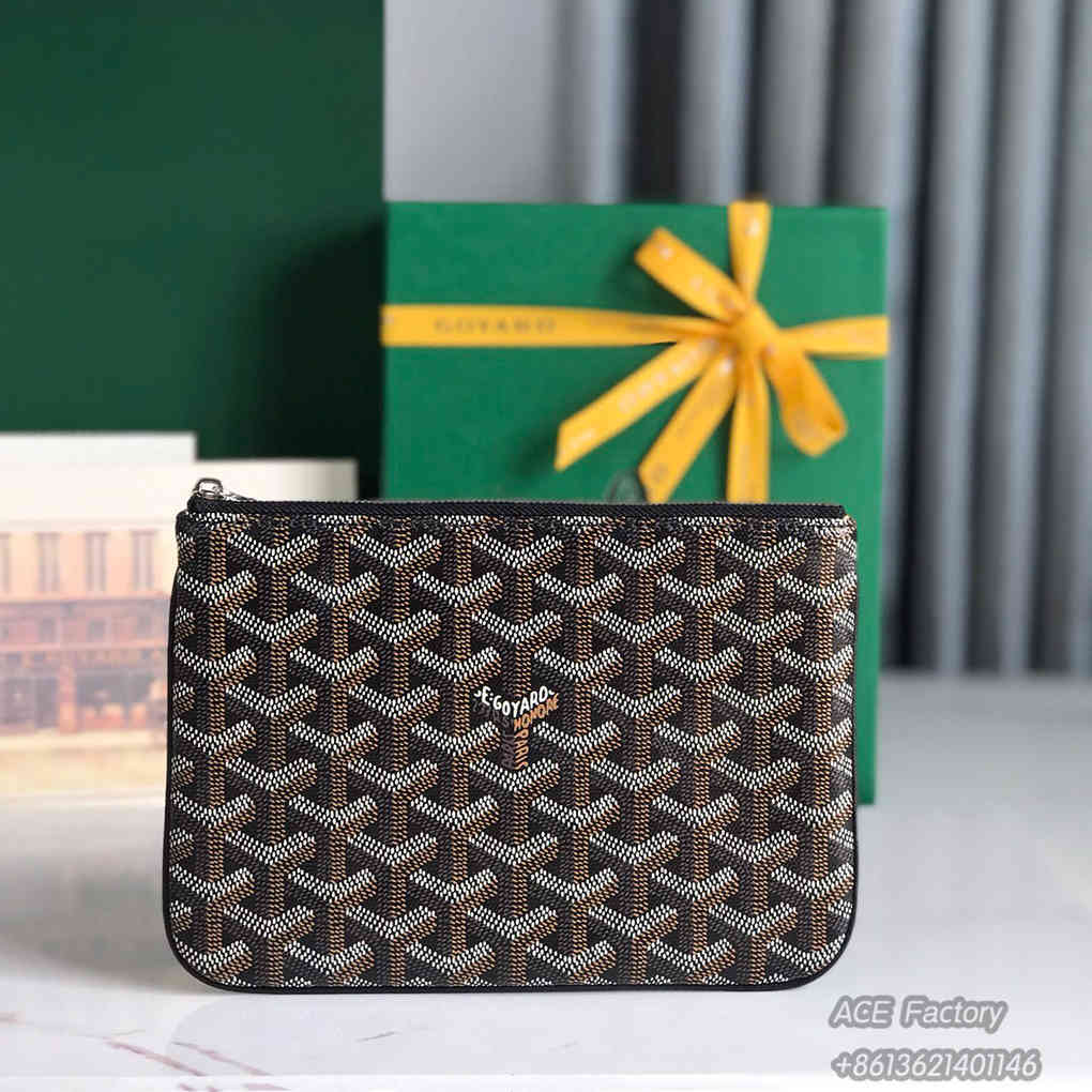 Goyard SENAT PM Clutch Toiletry  Storage Bag Vintage Elegant Exquisite Goyardine Canvas Chevroches Calfskin Purse  Luxury Designer Mirror Quality 20cm