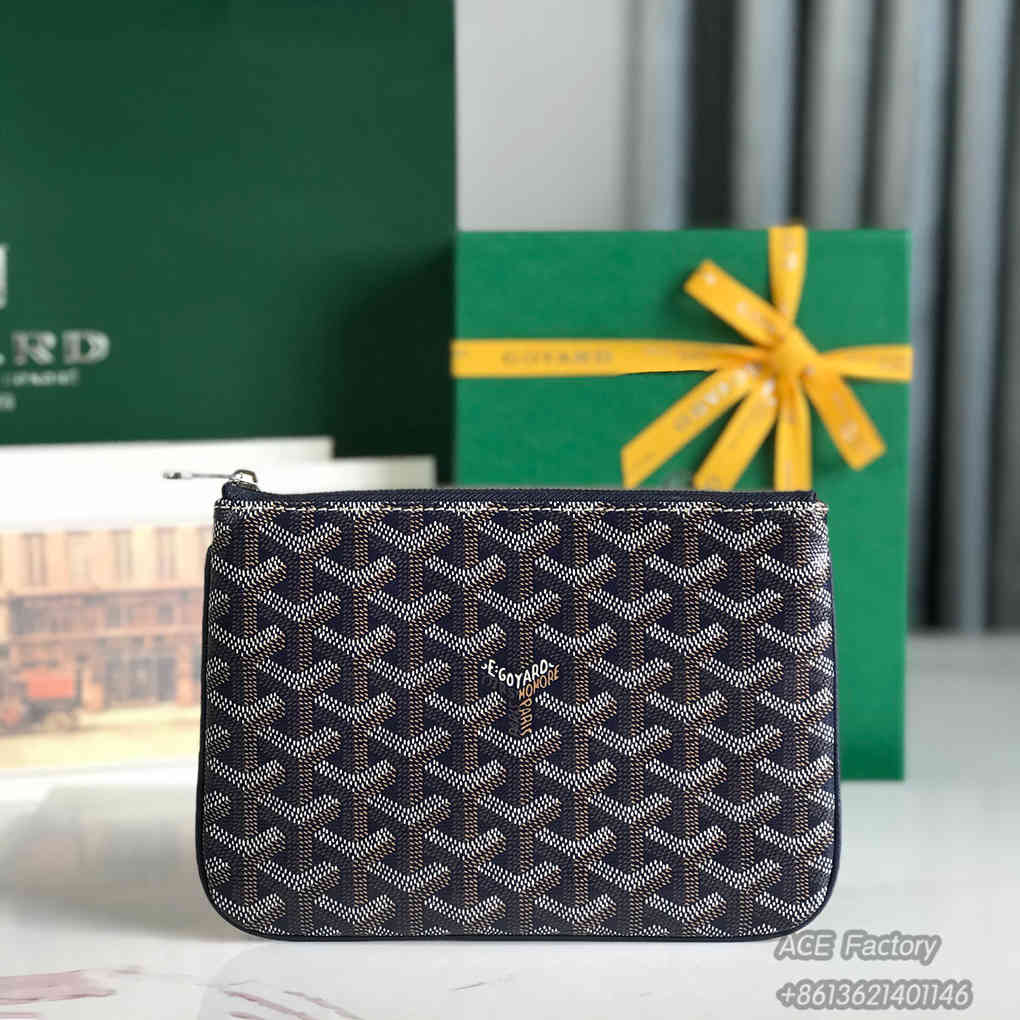 Goyard SENAT PM Clutch Toiletry  Storage Bag Vintage Elegant Exquisite Goyardine Canvas Chevroches Calfskin Purse  Luxury Designer Mirror Quality 20cm