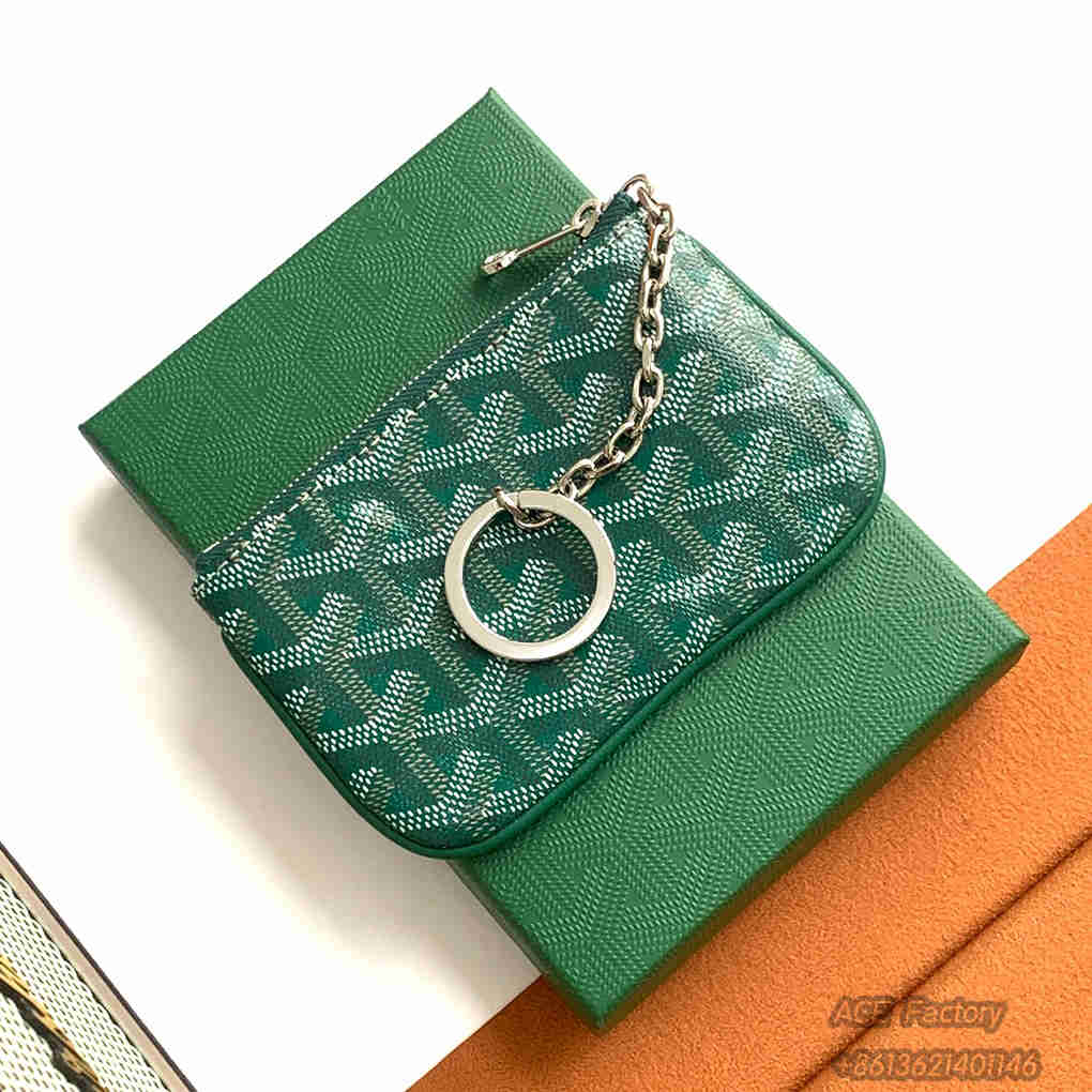 Goyard SENAT NANO Key Organizer Card Holder Coin Wallet D-Ring  Zipper Purse Vintage Elegant Sophisticated Luxury Designer Mirror Quality 13cm