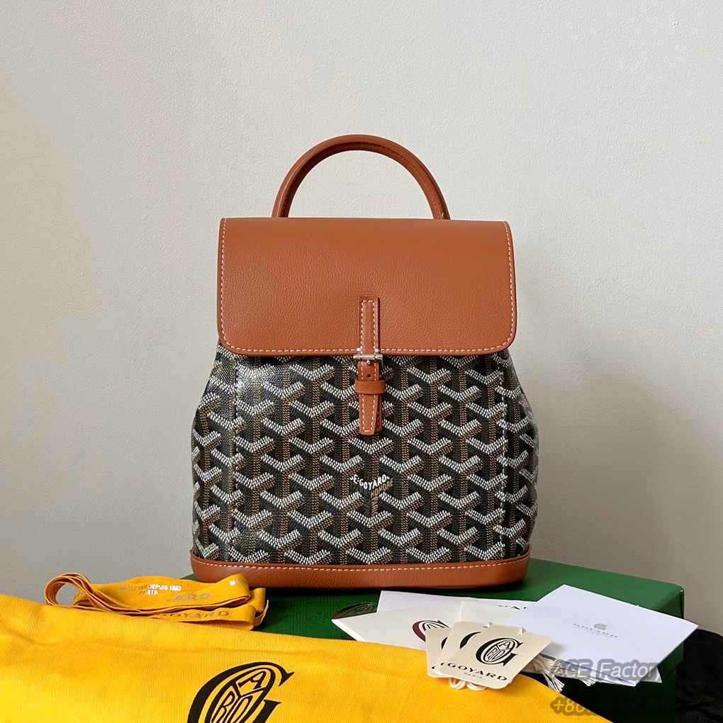 Goyard Alpin Mini Backpack   Goyardine Canvas & Chevroches Calfskin Purse Luxury Designer Mirror Quality 23x19cm