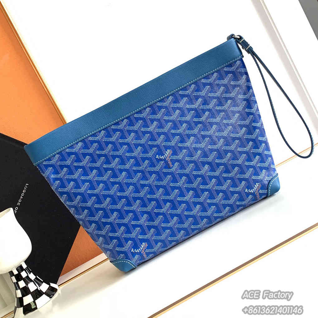 Goyard CONTI Clutch  Wristlet Bag Evening Handbag Goyardine Canvas   Chevroches Calfskin Purse Luxury Designer Mirror Quality 24cm