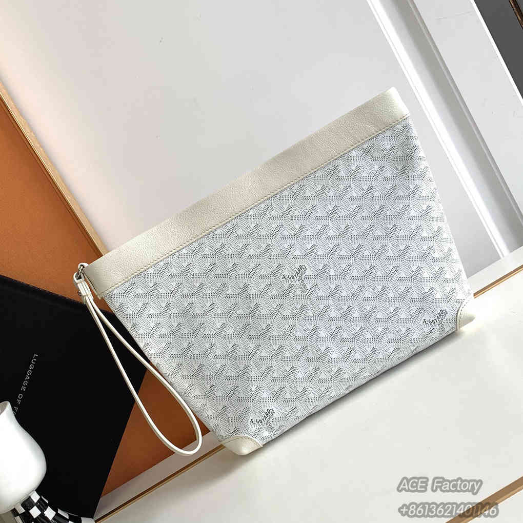 Goyard CONTI Clutch  Wristlet Bag Evening Handbag Goyardine Canvas   Chevroches Calfskin Purse Luxury Designer Mirror Quality 24cm