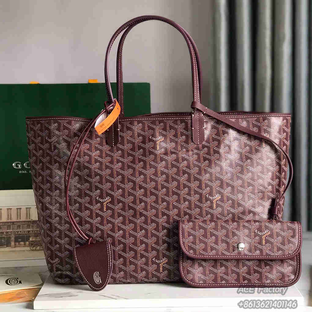 Goyard Saint Louis Single Shopping Tote PM Goyardine Canvas Purse Luxury Designer Mirror Quality 34cm