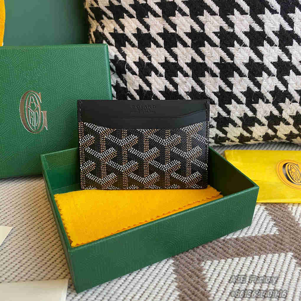 Goyard Saint Sulpice Card Holder Coin Purse Printed Goyardine Canvas & Vauzelles Calfskin Wallet Vintage Elegant Exquisite Luxury Designer Mirror Quality 10.5cm