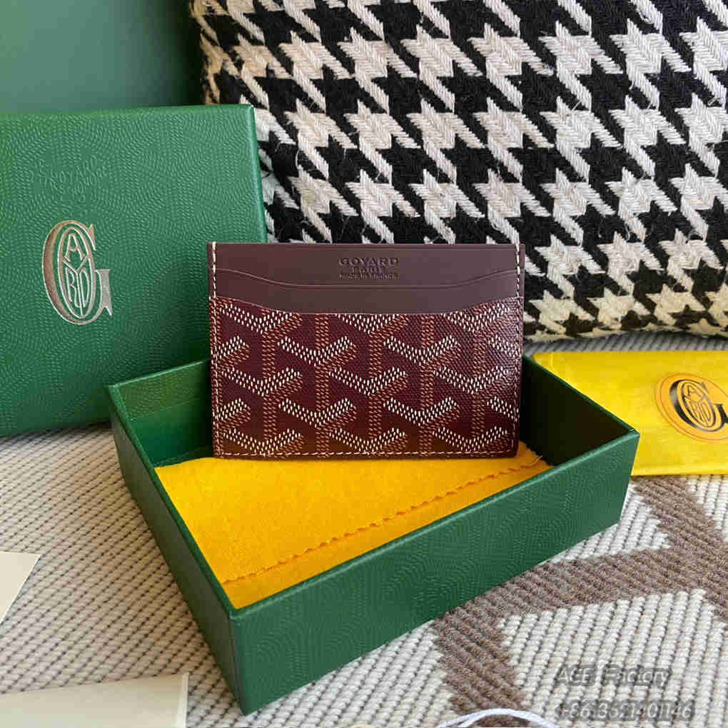 Goyard Saint Sulpice Card Holder Coin Purse Printed Goyardine Canvas & Vauzelles Calfskin Wallet Vintage Elegant Exquisite Luxury Designer Mirror Quality 10.5cm