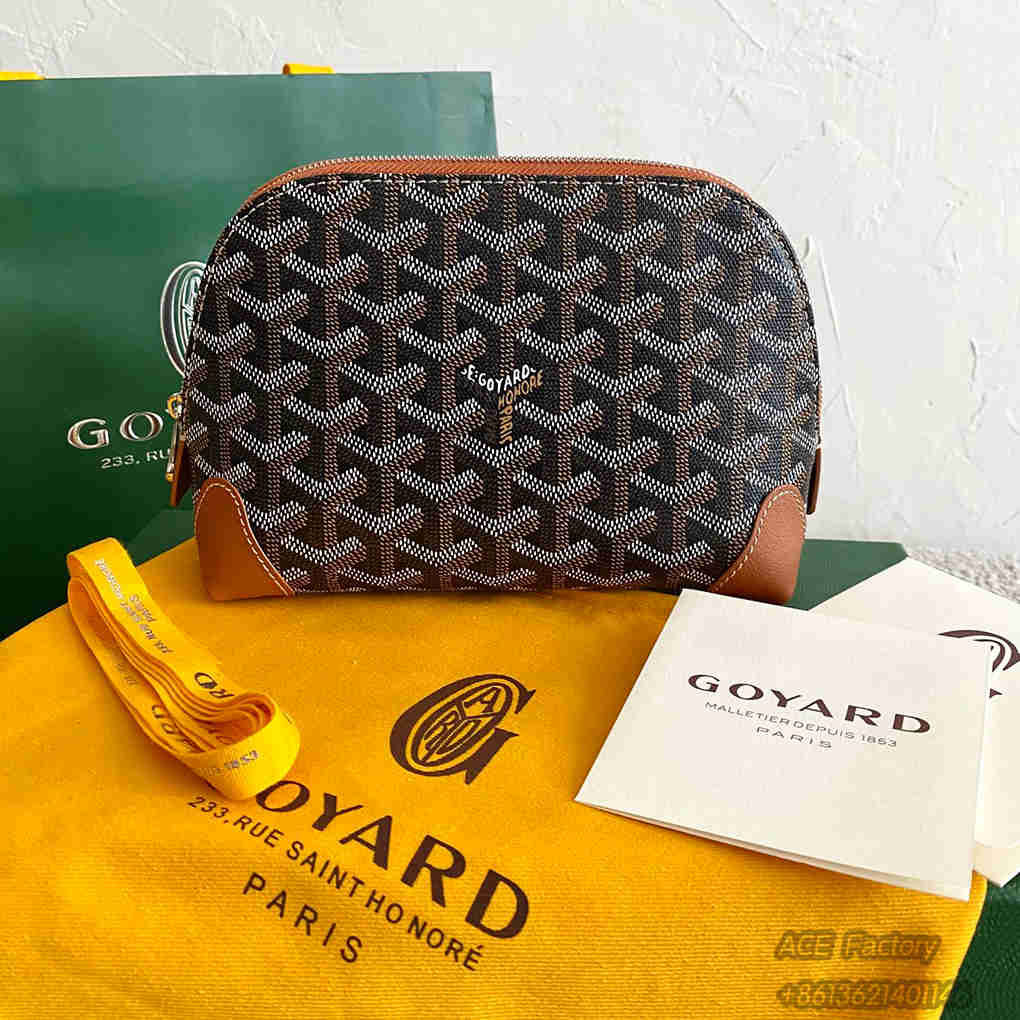 Goyard VendôMe Cosmetic Shell Bag 33, Rue Saint-HonoréR Goyardine Maison Goyard Goyardine Canvas Chevroches Calfskin Clutch Luxury Designer Mirror Quality 18cm