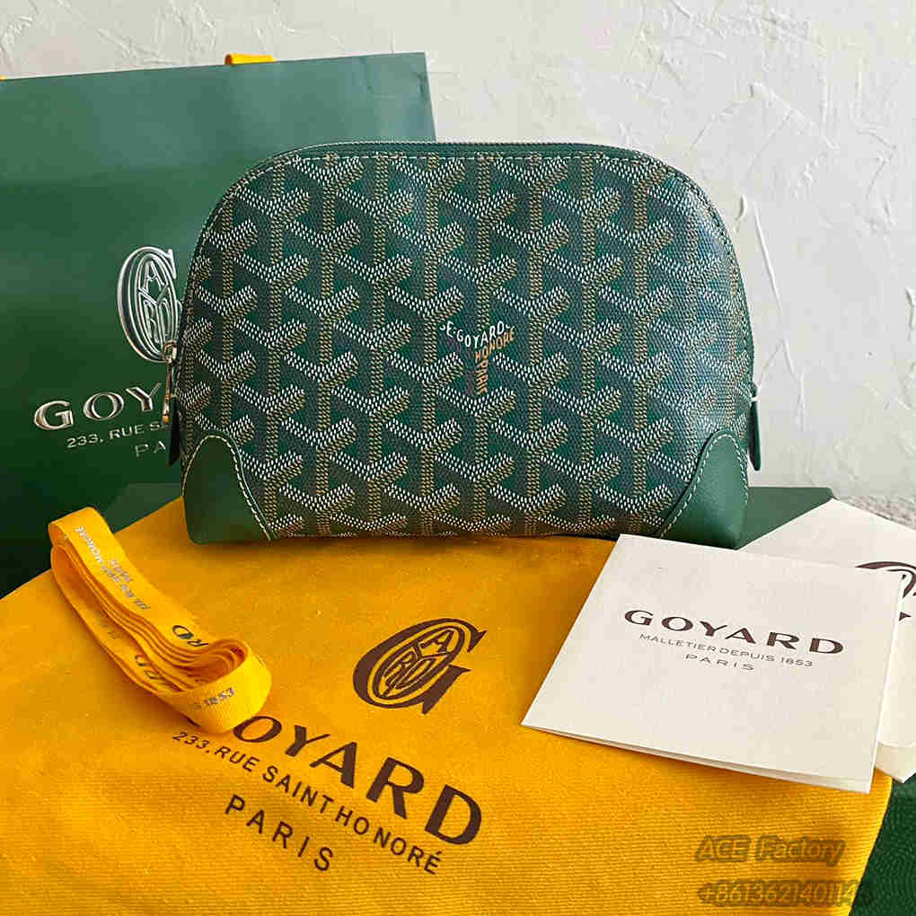 Goyard VendôMe Cosmetic Shell Bag 33, Rue Saint-HonoréR Goyardine Maison Goyard Goyardine Canvas Chevroches Calfskin Clutch Luxury Designer Mirror Quality 18cm