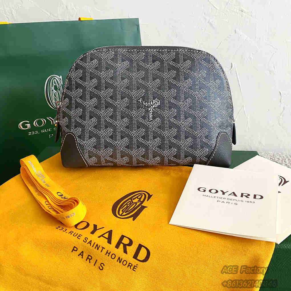 Goyard VendôMe Cosmetic Shell Bag 33, Rue Saint-HonoréR Goyardine Maison Goyard Goyardine Canvas Chevroches Calfskin Clutch Luxury Designer Mirror Quality 18cm