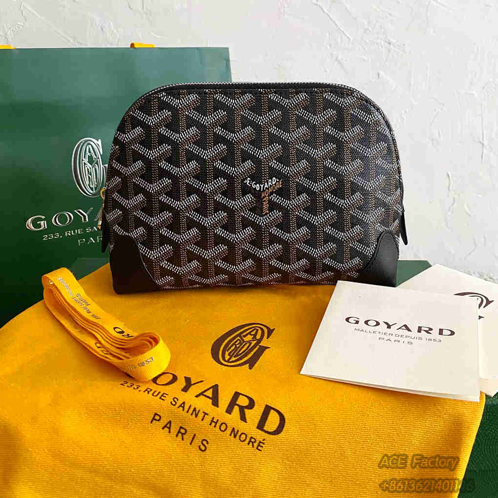 Goyard VendôMe Cosmetic Shell Bag 33, Rue Saint-HonoréR Goyardine Maison Goyard Goyardine Canvas Chevroches Calfskin Clutch Luxury Designer Mirror Quality 18cm