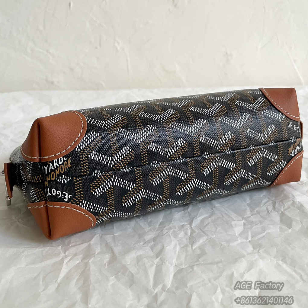 Goyard VendôMe Cosmetic Shell Bag 33, Rue Saint-HonoréR Goyardine Maison Goyard Goyardine Canvas Chevroches Calfskin Clutch Luxury Designer Mirror Quality 18cm