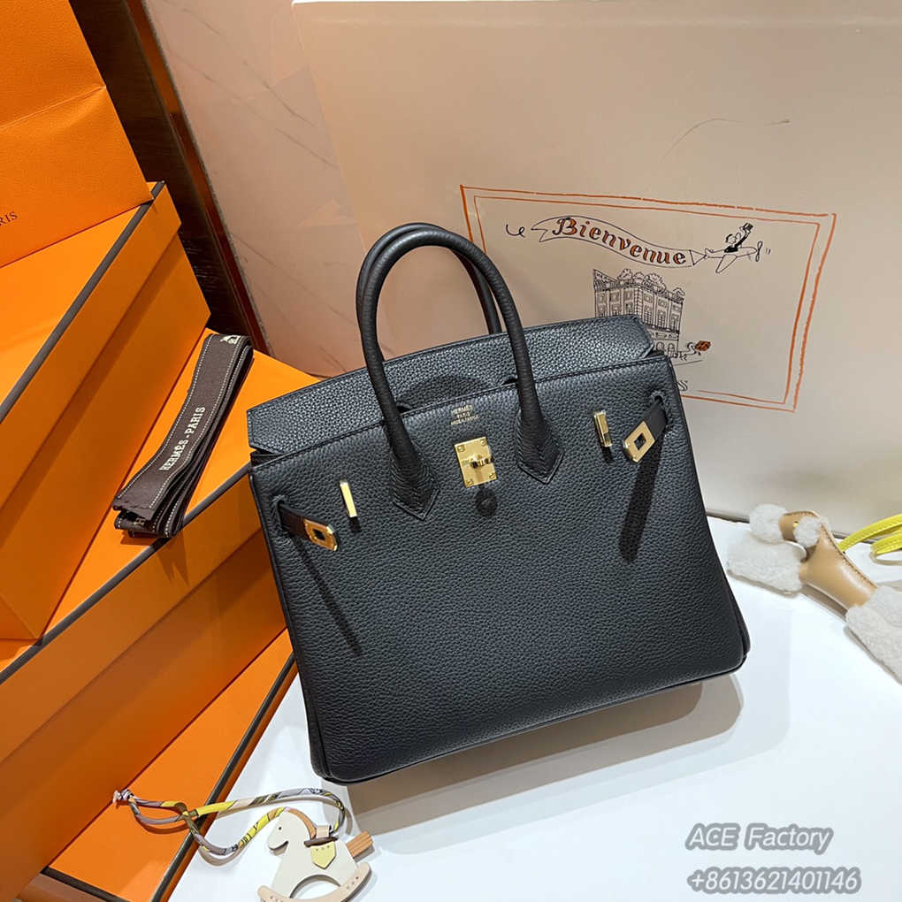 Hermes Birkin 25cm Togo Leather Shoulder Bag Casual Fashion Handbag Electric Tote Hardware Totes Luxury Designer Mirror Semi-Hand-Sewn Version 25cm