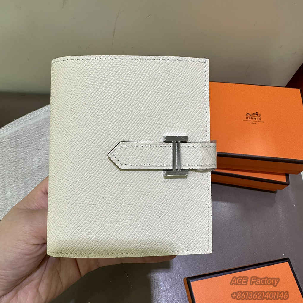 Hermes Bearn Short Wallet Epsom 208 Cowhide Beeswax Thread Sewing Wallet Casual Fashion Purse Luxury Designer Mirror Semi-Hand-Sewn Version