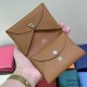 Hermes Calvi Duo Card Cute Multi-Card Bag Coin Purse Cowhide Sewing Wallet Casual Fashion Purse Luxury Designer Mirror Semi-Hand-Sewn Version 10.5cm