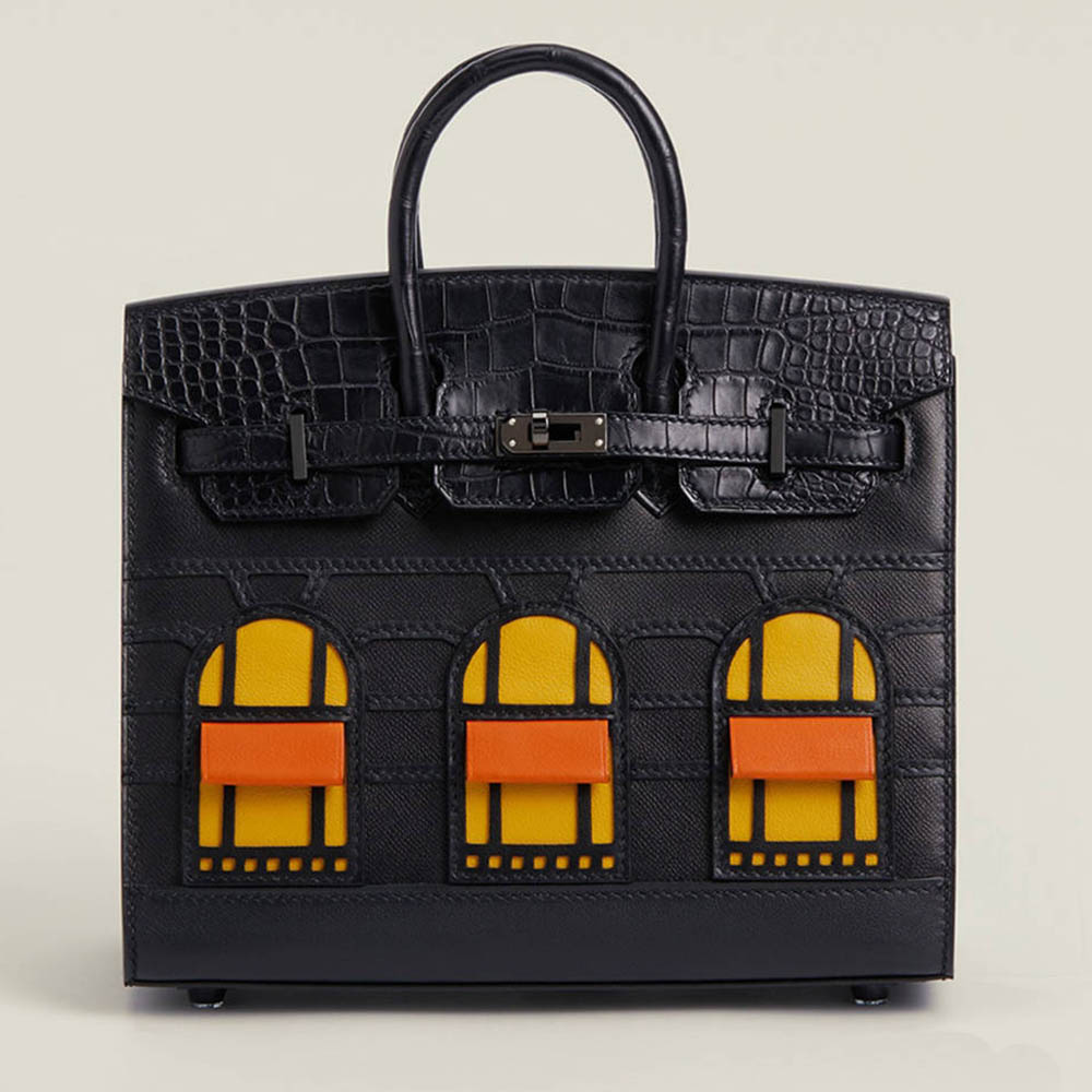 Hermes Birkin 20 Faubourg House Handbag Limited Edition Crocodile Leather Stitching Epsom Leather 24k Electroplating Luxury Designer Mirror Semi-Hand-Stitched Version 20cm