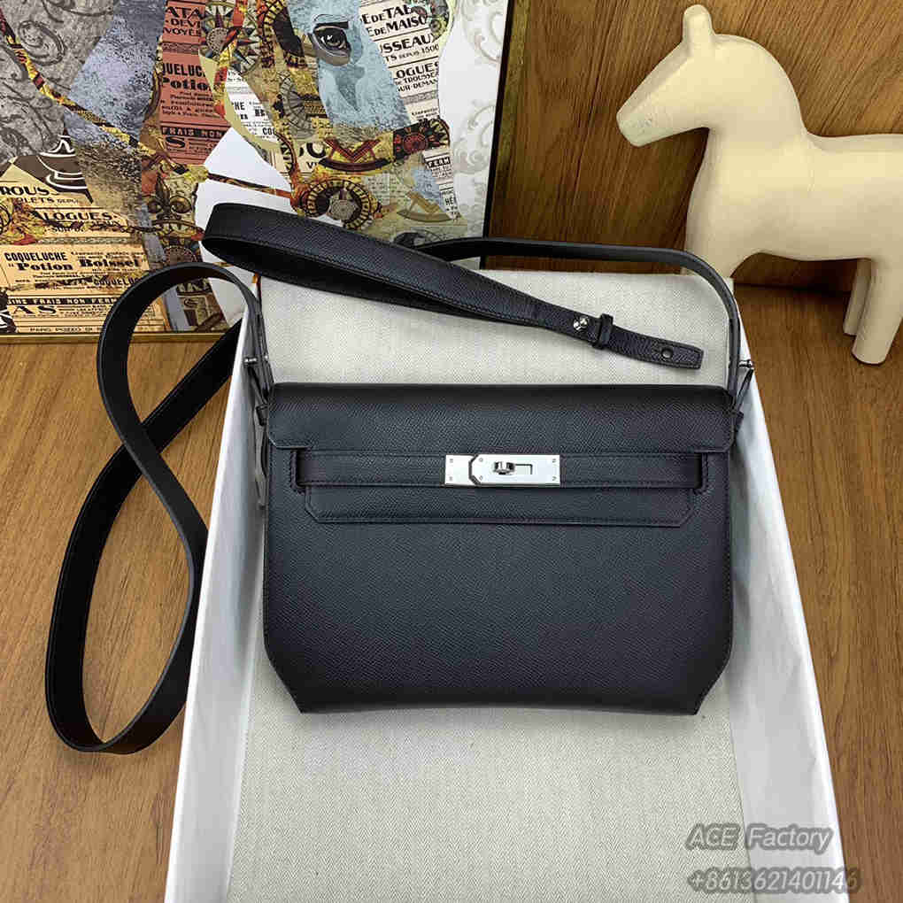 Hermes Kelly Depeches 25 Monochrome Clutch Togo Epsom Leather Men  Women Handbags Messenger Bag Handmade Wax Thread Sewing Pure Steel Hardware Luxury Designer Mirror Semi-Hand Sewn Version 25cm