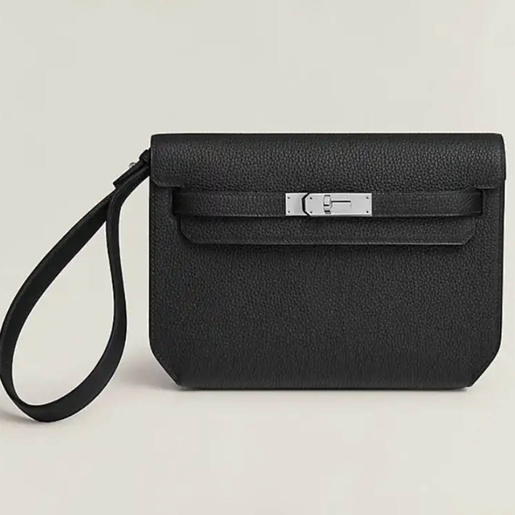 Hermes Kelly Depeches 25 Monochrome Clutch Togo Epsom Leather Men  Women Handbags Messenger Bag Handmade Wax Thread Sewing Pure Steel Hardware Luxury Designer Mirror Semi-Hand Sewn Version 25cm