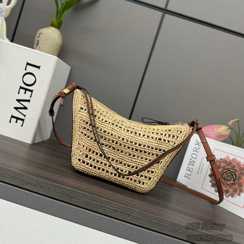 LOEWE Hammock Hobo Handbag Underarm Bags Shoulder Bag Handbag Anagram Cowhide Leather Crossbody Bag Luxury Designer Mirror Quality Handbag 28cm