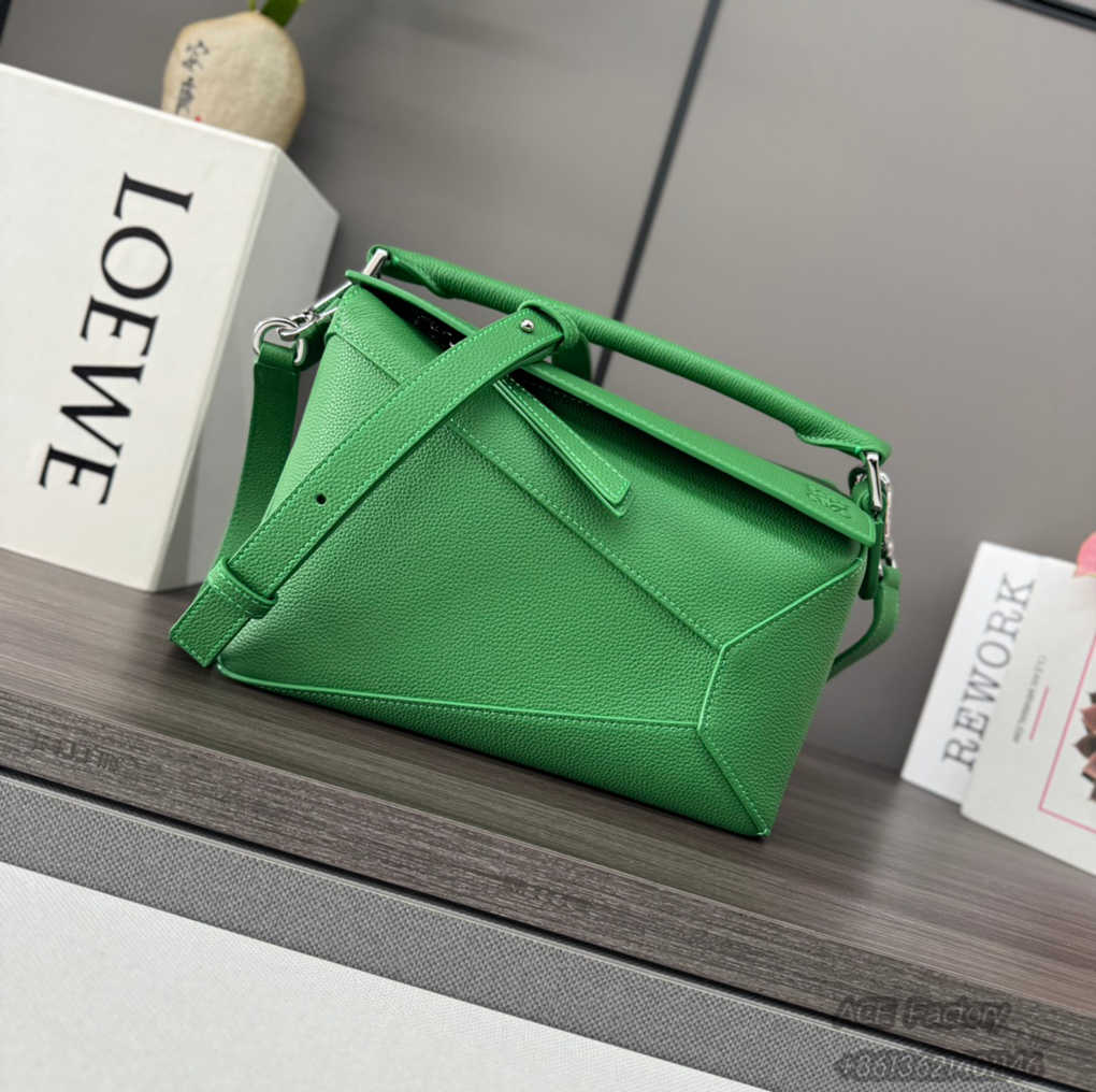 Loewe Puzzle Shoulder Bag Geometric Lines Crossbody Clutch Jonathan Anderson Anagram Cowhide Crossbody Bag Luxury Designer Mirror Quality 24cm